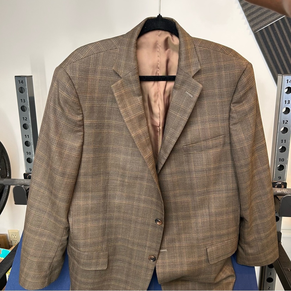 Hart Schaffner Marx Men's Custom Made Tan Plaid Blazer (XXL)